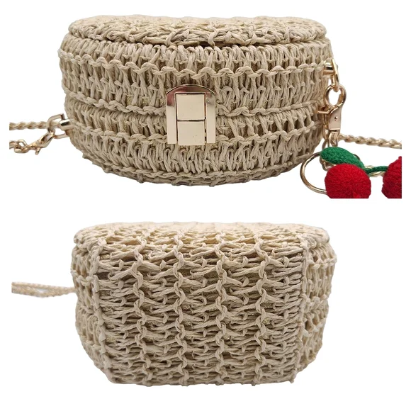 Haute Hippie Natural Raffia Round Crossbody Bag - Picture 8 of 13
